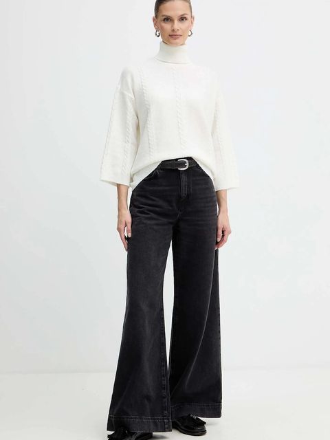 Marella sweter z dodatkiem wełny Emme by Marella damski kolor beżowy lekki 2525366032200 - zdjęcie produktu nr 2