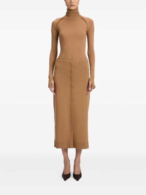 Victoria Beckham Button Detail midi skirt - Brown - zdjęcie produktu nr 2