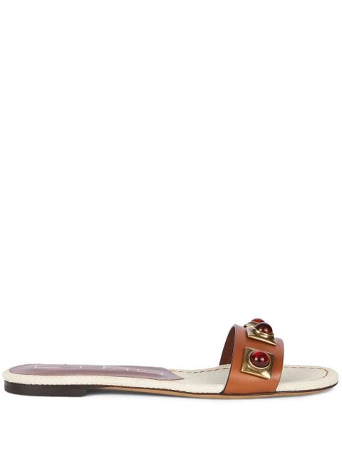 ETRO studded leather slides - Brown - zdjęcie produktu nr 1