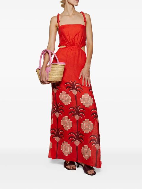 Johanna Ortiz cut-out palm-tree print dress - Red - zdjęcie produktu nr 2