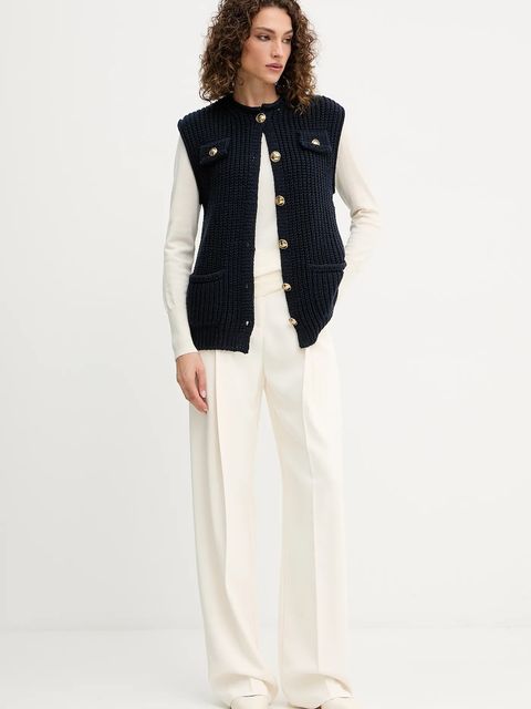 Luisa Spagnoli kamizelka wełniana damski kolor granatowy 100076 - zdjęcie produktu nr 2