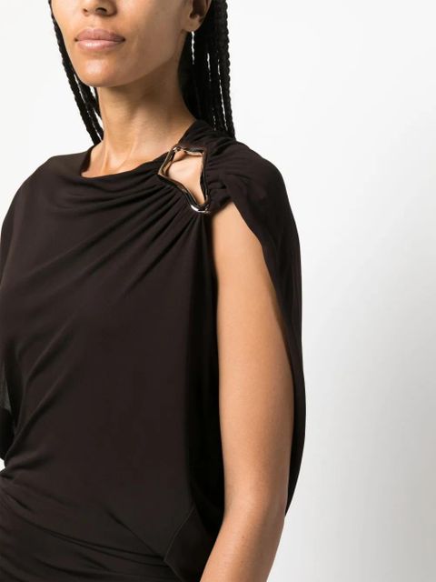 Lanvin brooch-detail maxi dress - Brown