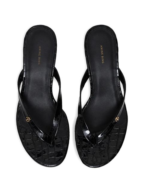 ANINE BING Noelle croc-embossed heeled sandals - Black
