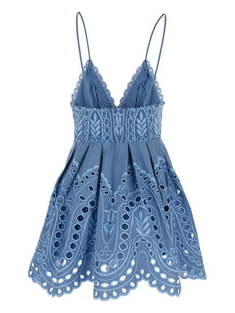 Charo Ruiz Ibiza eyelet-design V-neck mini dress - Blue - zdjęcie produktu nr 2