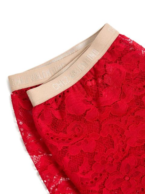 Valentino Garavani rebrodé lace tights - Red - zdjęcie produktu nr 2