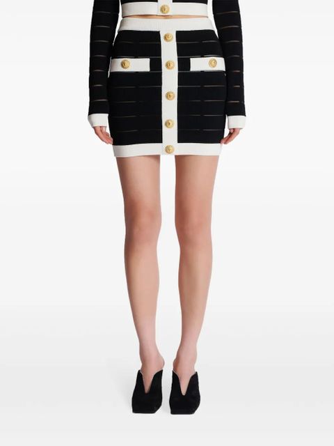 Balmain button-embellishment knitted mini skirt - Black