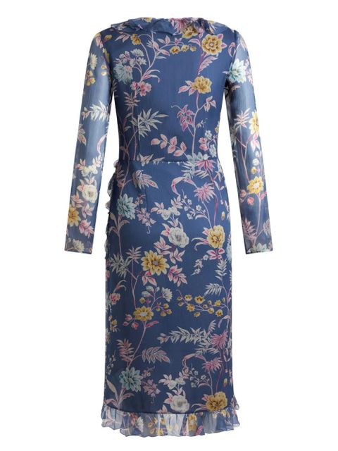 ETRO floral-print silk wrap dress - Blue - zdjęcie produktu nr 2