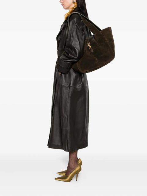 Saint Laurent Le 5 à 7 Bea suede logo-plaque tote bag - Brown
