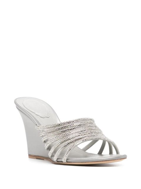 René Caovilla 90mm full-trim wedge sandals - Grey