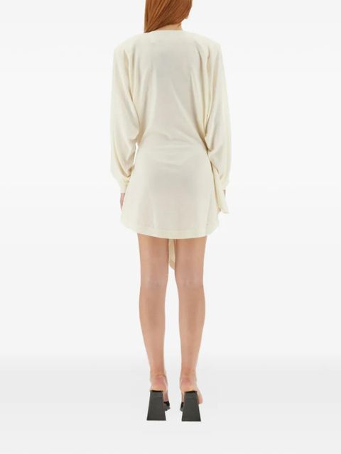 The Attico Hurely wrap V-neck mini dress - Neutrals