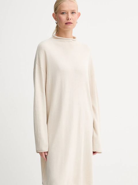 Marc O'Polo sukienka z dodatkiem wełny kolor beżowy mini oversize 509511867033 - zdjęcie produktu nr 1