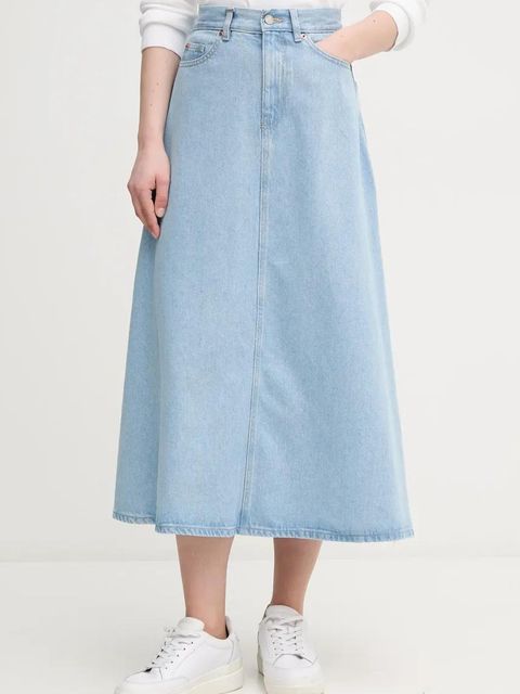 United Colors of Benetton spódnica jeansowa kolor niebieski midi rozkloszowana 43C8D004K - zdjęcie produktu nr 1