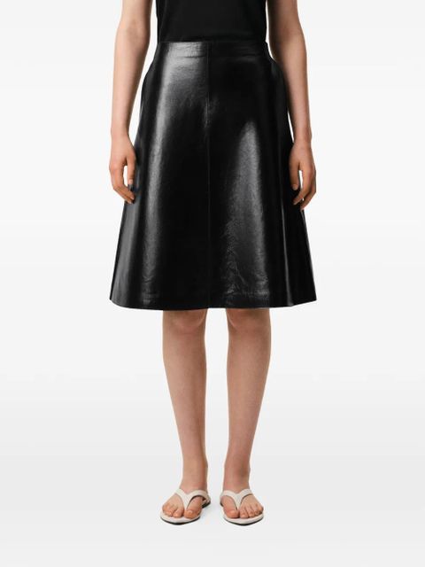 AMI Paris patent leather A-line midi skirt - Black