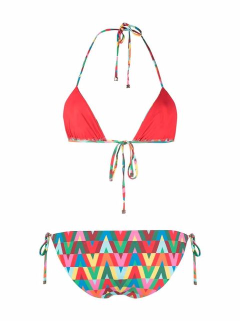 Valentino Garavani Optical logo print bikini - Red