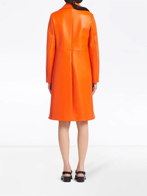 Prada double-breasted leather coat - Orange