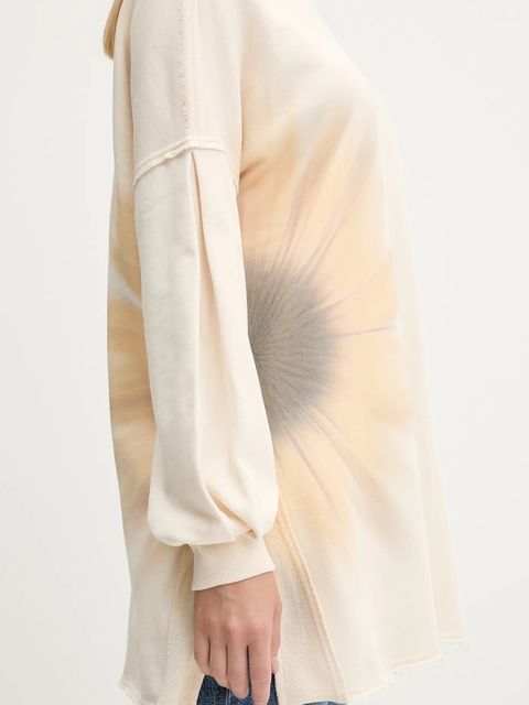 Desigual bluza bawełniana FLOR damska kolor beżowy wzorzysta 25WWSK10