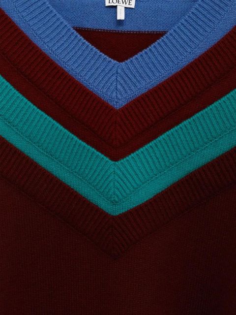 LOEWE V-neck striped sweater - Red