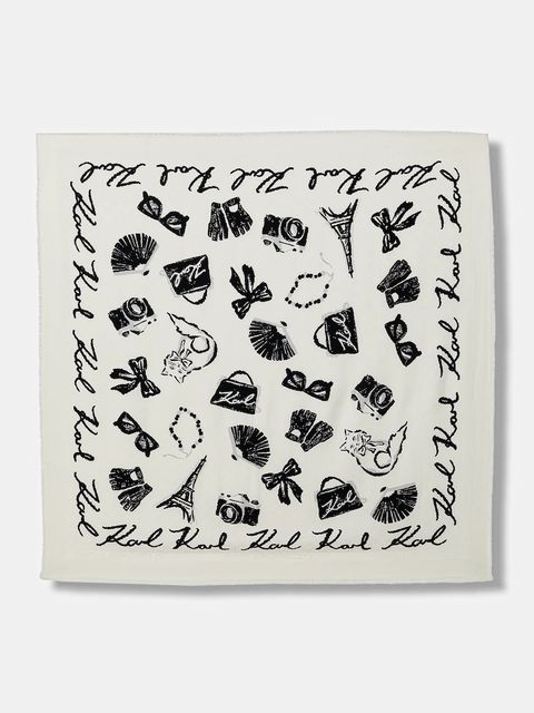 Karl Lagerfeld chusta K/MONOGRAM damska kolor beżowy wzorzysta B1W33086 - zdjęcie produktu nr 1