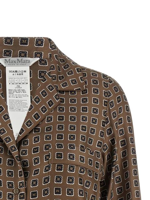 Max Mara open front printed silk shirt - Brown