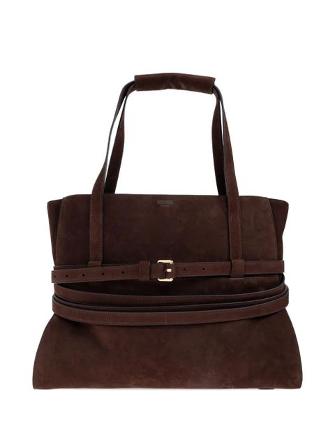 Moschino Tie Me belted suede tote bag - Brown - zdjęcie produktu nr 1
