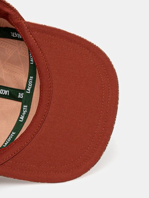 Lacoste czapka z daszkiem bawełniana kolor pomarańczowy wzorzysta RK0763