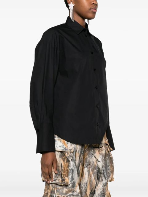 The Attico Eliza logo-embroidered cotton shirt - Black