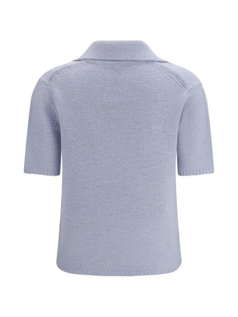 Gabriela Hearst Sohan short-sleeved V-neck sweater - Blue - zdjęcie produktu nr 2