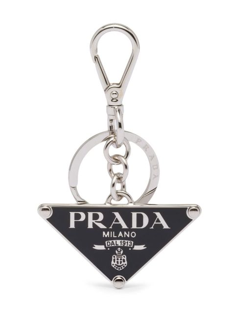 Prada logo-plaque clasp-fastening keyring - Black - zdjęcie produktu nr 1