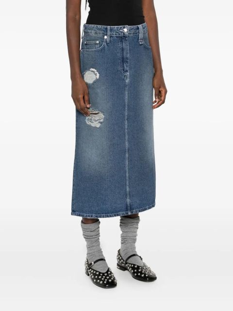 Simone Rocha distressed-effect midi skirt - Blue