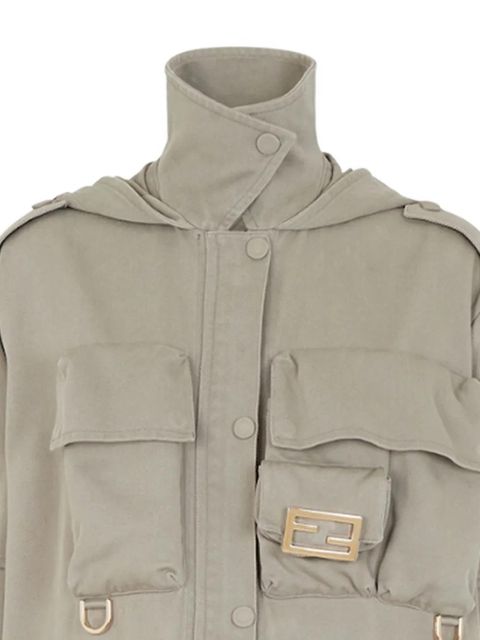 FENDI multi-pocket logo-plaque jacket - Neutrals