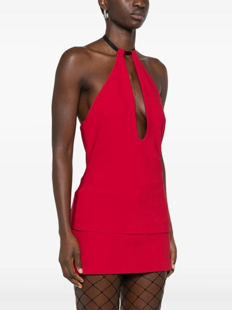 The Attico buckle-fastening halterneck blouse - Red