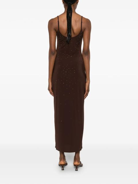 MC2 Saint Barth rhinestone-embellished scoop-neck maxi dress - Brown