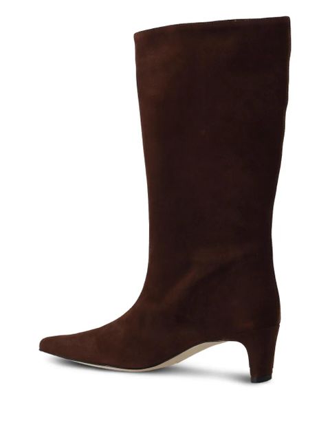 STAUD 55mm leather pointed-toe boots - Brown