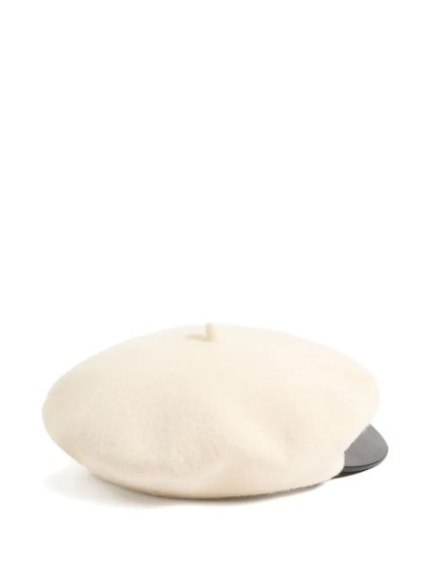 Valentino Garavani VLogo Signature Wool Cap with Leather Visor - Neutrals - zdjęcie produktu nr 2