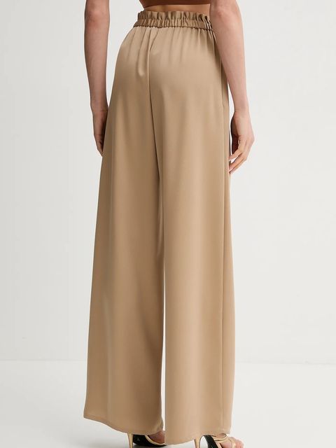 Simona Corsellini spodnie damskie kolor beżowy szerokie high waist P25CPPA004