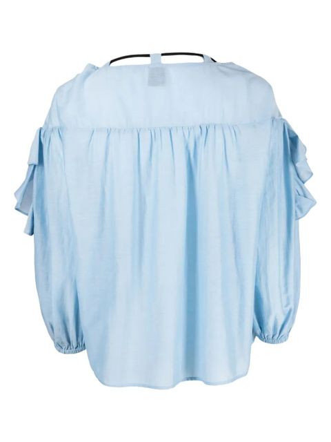 PINKO tied-neck ruffled blouse - Blue - zdjęcie produktu nr 2