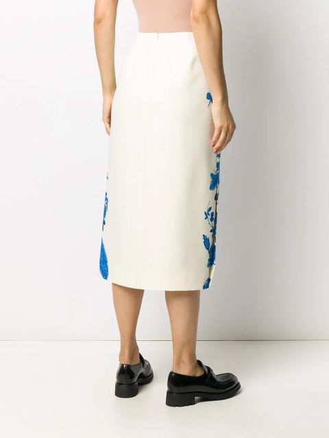 Valentino Garavani floral-print mid-length skirt - Blue
