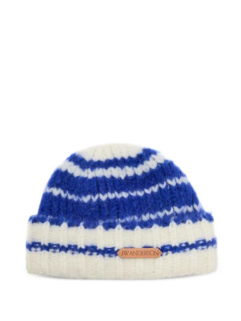 JW Anderson striped label beanie - White - zdjęcie produktu nr 1