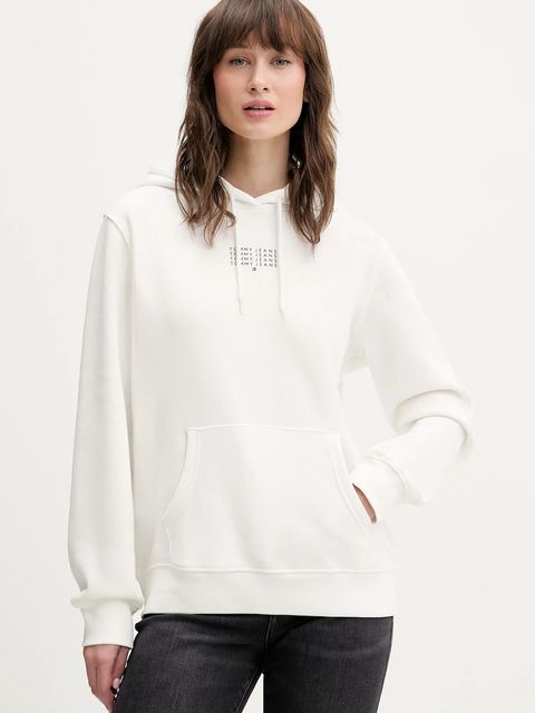 Tommy Jeans bluza damska kolor biały z kapturem z nadrukiem DW0DW22080 - zdjęcie produktu nr 1