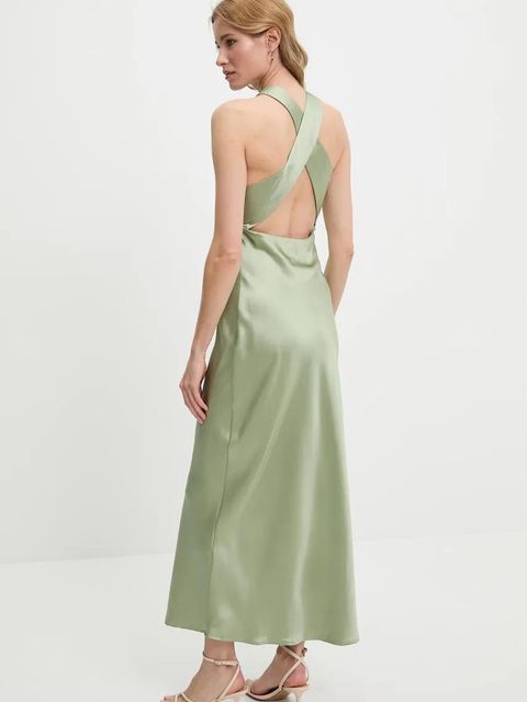 Answear.LAB sukienka kolor zielony maxi dopasowana