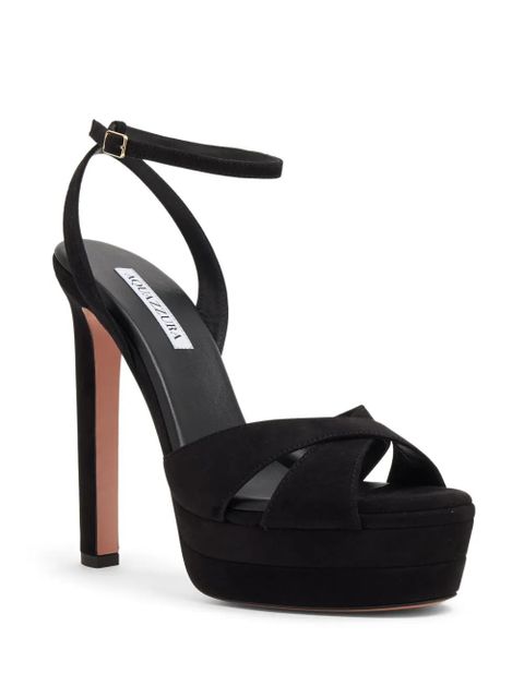 Aquazzura 130mm suede platform sandals - Black - zdjęcie produktu nr 2