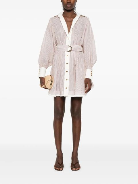 ZIMMERMANN Hypnotic Tuck belted mini shirt dress - Neutrals