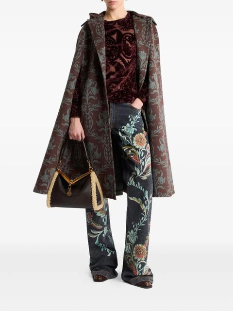 ETRO hooded floral-pattern cape - Red - zdjęcie produktu nr 2