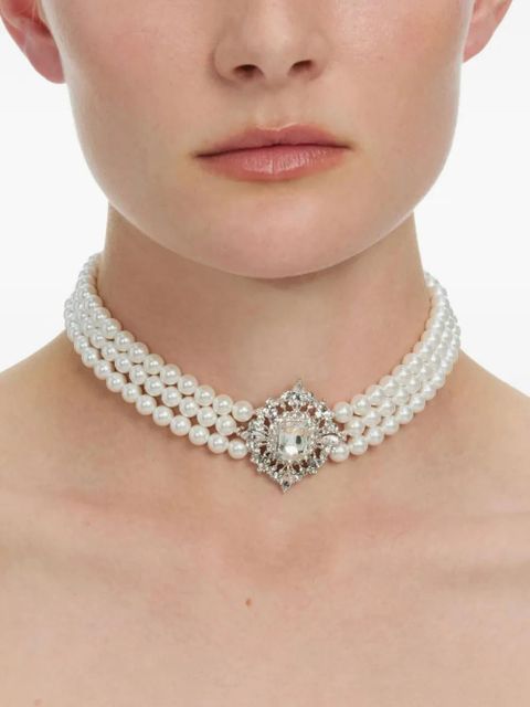 Self-Portrait pearl-embellished necklace - Silver - zdjęcie produktu nr 2