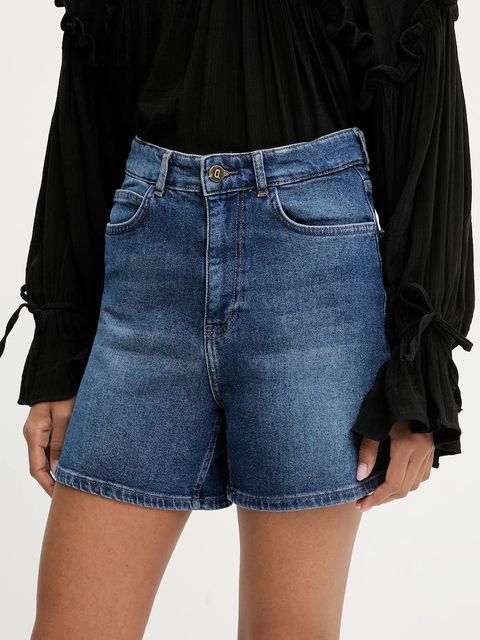 Answear.LAB szorty jeansowe damskie kolor granatowy gładkie high waist - zdjęcie produktu nr 1