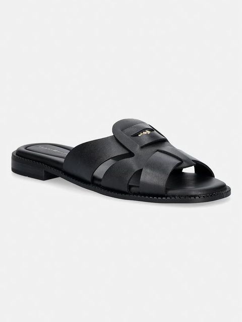 Tommy Hilfiger klapki damskie skórzane COIN LEATHER SANDAL - zdjęcie produktu nr 1
