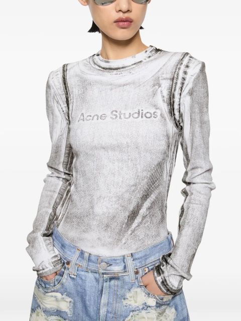 Acne Studios logo-print long-sleeve top - White