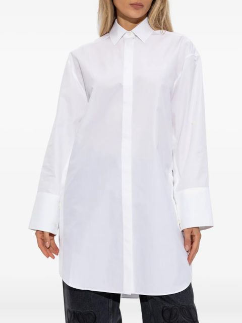 LOEWE logo-embroidered cotton midi shirt dress - White - zdjęcie produktu nr 2