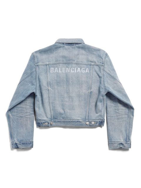 Balenciaga logo-print denim jacket - Blue