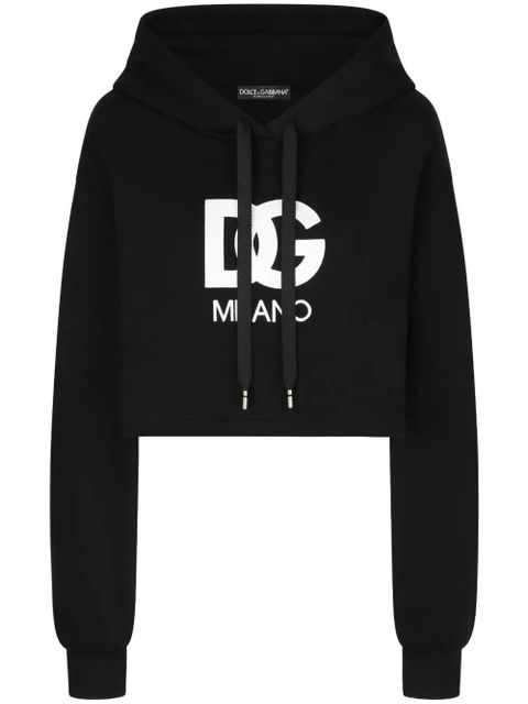 Dolce & Gabbana logo-patch cotton hoodie - Black - zdjęcie produktu nr 1